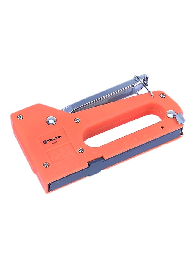 Tactix Staple Gun for Upholstery, Wood, Crafts, DIY and Professional Uses, Manual Stapler Uses 4-8mm Staples, With 100 High-Quality Staples, Orange - 218003 Orange/Blue/Silver - Image 1