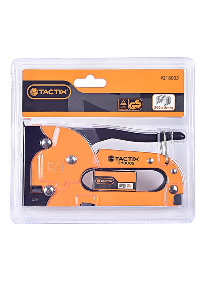 Tactix Tactix Staple Gun, Multipurpose, Heavy Duty, Compatible with 4, 6 and 8mm for Upholstery, Decoration, Carpentry, Furniture, Ergonomic Handle, Black/Orange/Silver- 218005  - Image 2