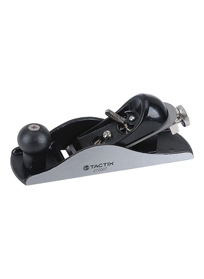 Tactix Block Plane, 180mm (7inch.) Wood Planer, Alloy Steel Blade, Die Cast Iron Body, Adjustable Cutting Depth, Hand Planer for Woodworking, Carpentry, Grey/Black - 270007 Black/Grey - Image 1