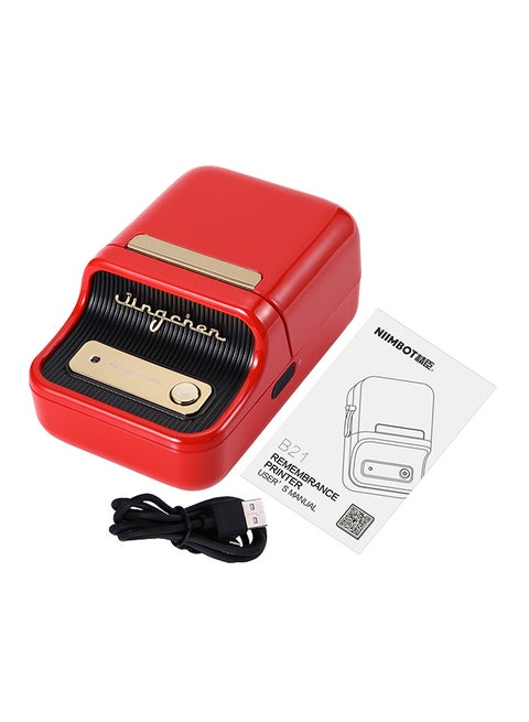 Portable Wireless BT Thermal Label Printer With RFID Recognition Retro Red