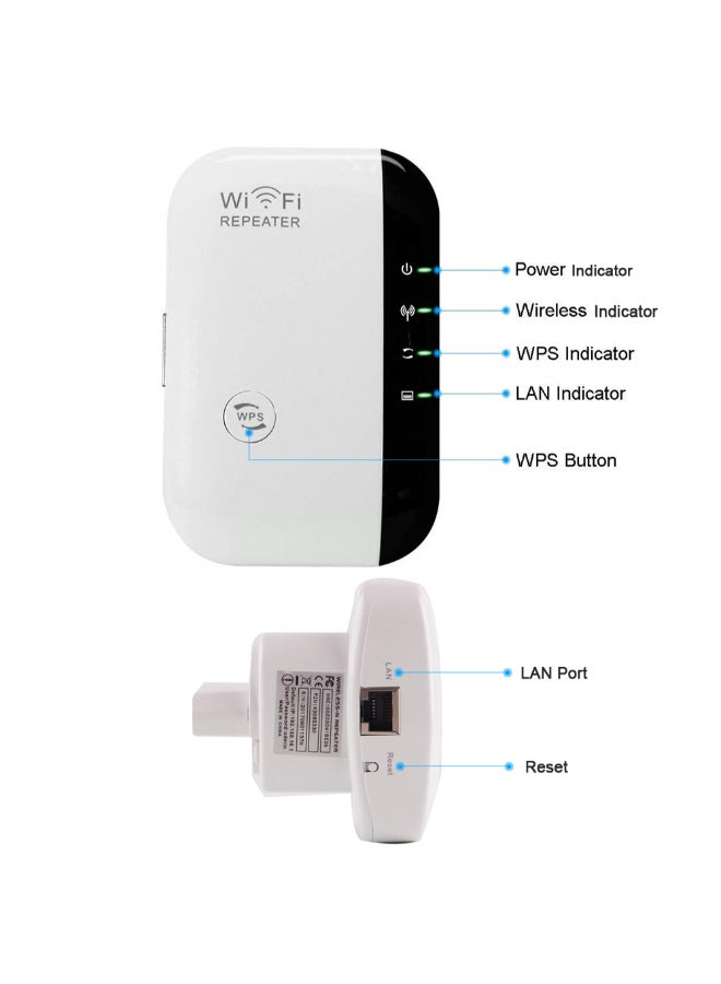 Generic - Wireless Internet Amplifier WiFi Repeater With WPS Button LAN Port White - Image 1