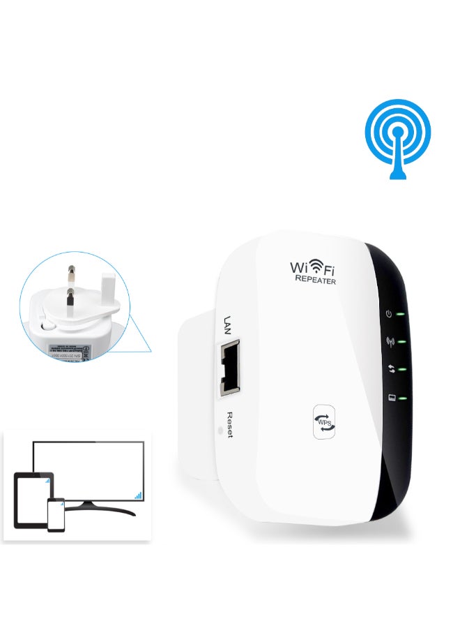 Generic - Wireless Internet Amplifier WiFi Repeater With WPS Button LAN Port White - Image 1