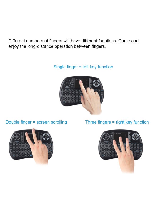iPazzPort - Mini Backlight Wireless Gaming Keyboard With Touch-Pad Mouse Black - Image 1