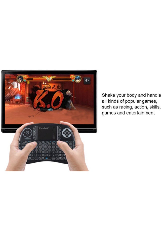 iPazzPort - Mini Backlight Wireless Gaming Keyboard With Touch-Pad Mouse Black - Image 1
