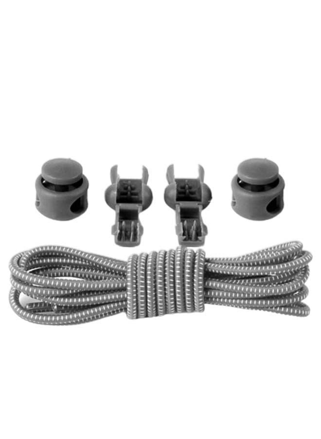 Pair Of Elastic Locked Buckle Shoe Lace Grey