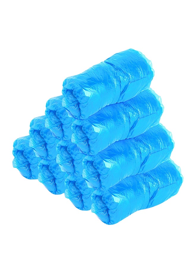 100-Piece Waterproof Disposable Shoe Cover Blue 25cm
