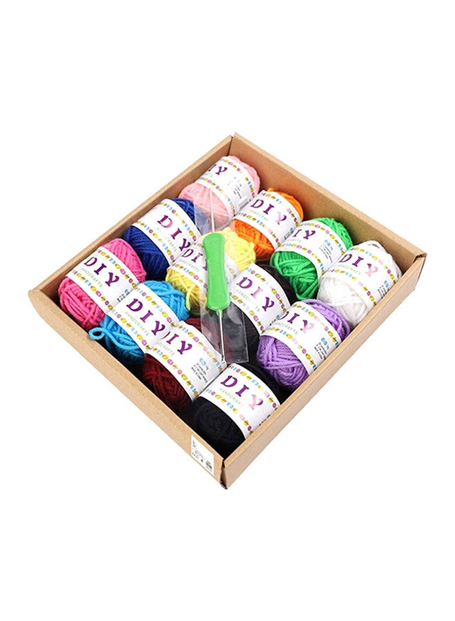 12-Piece Woolen Yarn DIY Soft Woven With Needle Multicolour 21.5centimeter