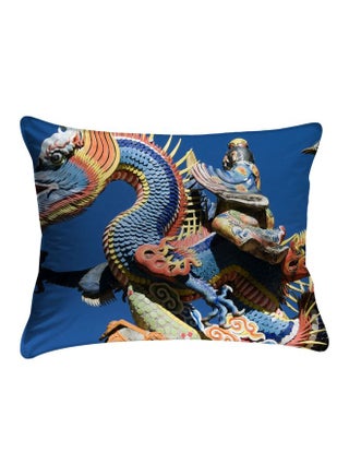 Dragon Printed Pillow Cover Polyester Blue 40x60cm - v1592334003/N38635107A_1