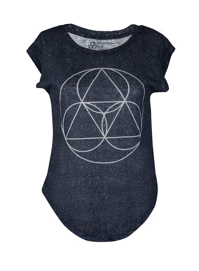 BiggYoga Round Neck T-Shirt Dark Blue  - Image 1