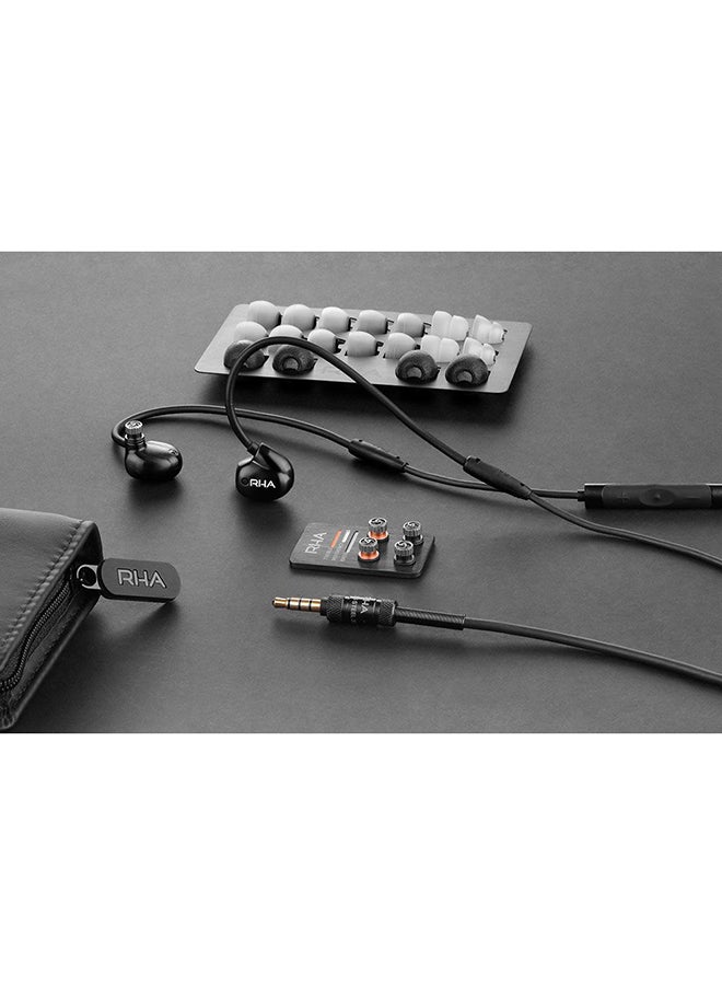 RHA T20i Noise Isolating Stainless Steel In-Ear Headphones With Remote And Mic Black  - Image 1