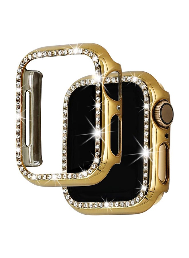 Foxcon Super Luxurious Bling Crystal Protective Case Cover For Apple Watch Series 4/5 44mm Gold - Image 2