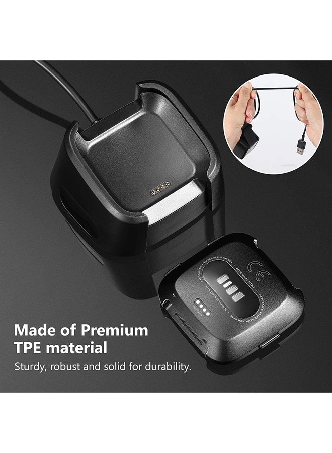 Foxcon - Fast Charging Cable Box For Fitbit Versa 2 Smart Watch Black - Image 1