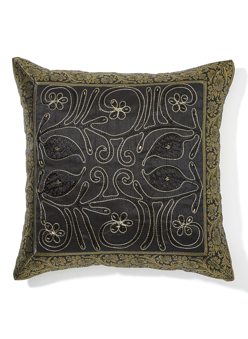 Ikras Decorative Cushion Cover Black/Gold 40x40cm - Image 1