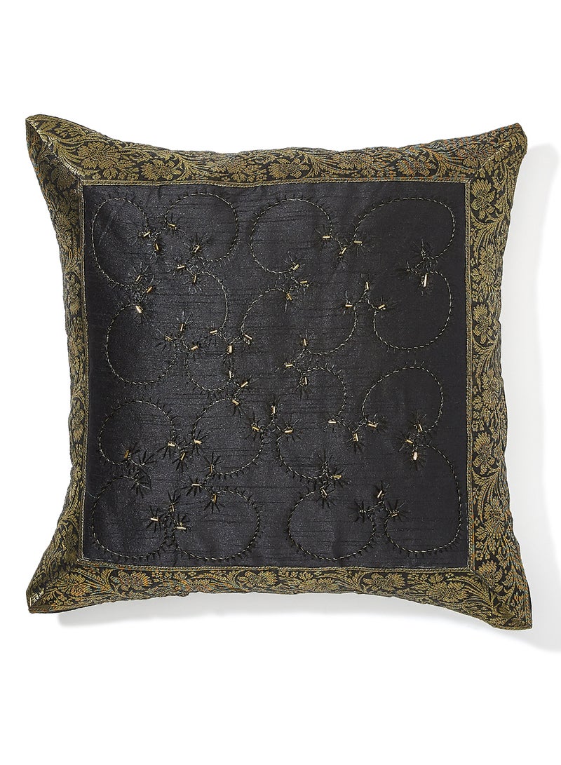 Ikras Decorative Cushion Cover Black/Gold 40x40cm - Image 1