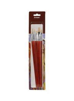 Artmate 6-Piece Flat Brush Set Red/Silver/Beige 