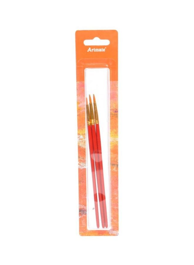 3-Piece Short Round Brush Set Red/Gold/Orange