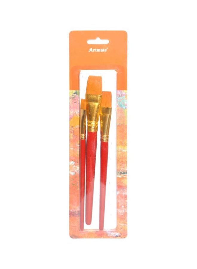 3-Piece Flat Brush Set Red/Gold/Orange