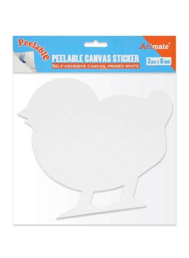 آرتمايت مجموعة ملصقات قابلة للنّزع من قماش الكانفاس مكوّنة من 3 قطع مقاس 8 × 8 بوصات أبيض - Image 2