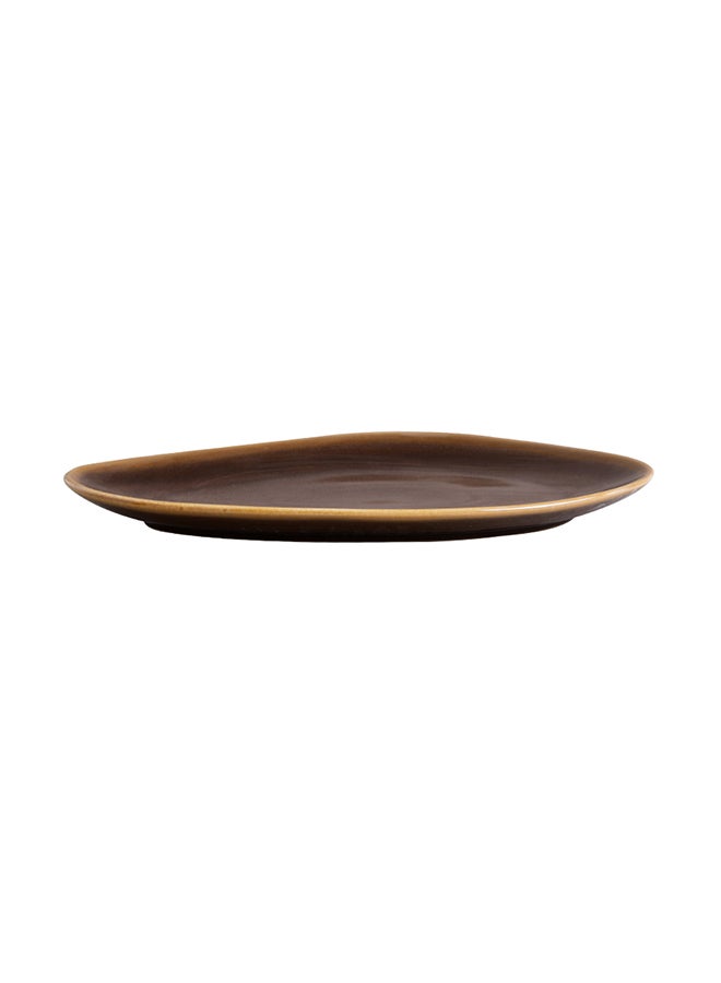 Shuer Oval Triangle Ceramic Plate Brown 25.5x17x2.5cm - Image 2