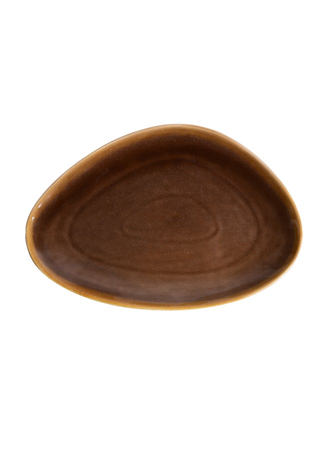 Shuer Oval Triangle Ceramic Plate Brown 25.5x17x2.5cm - Image 3