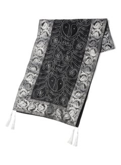 Ikras Embroided Table Runner fabric Black/Silver 16x72cm  - Image 1