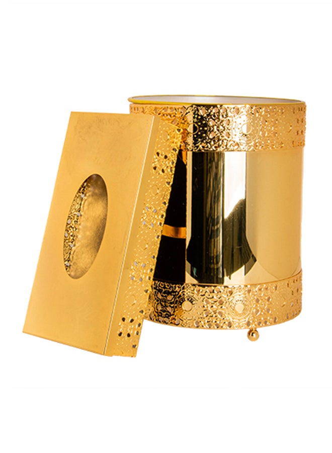 Soleter 2-Piece Iron Dustbin And Tissue Box Set Gold 