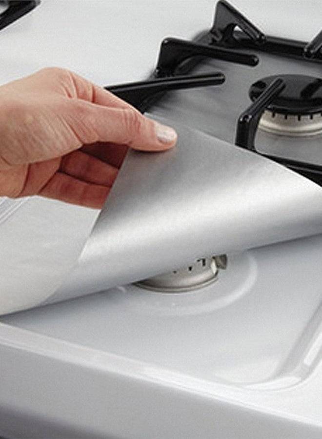 أغطية موقد من الألياف الزجاجية تناسب جميع المواقد من قطعتين فضي 27x27سم - Image 3