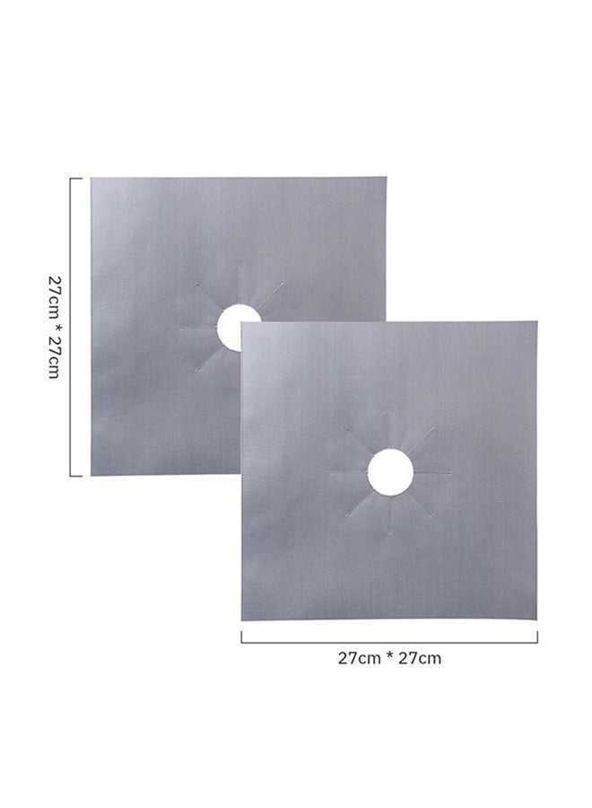 أغطية موقد من الألياف الزجاجية تناسب جميع المواقد من قطعتين فضي 27x27سم - Image 2