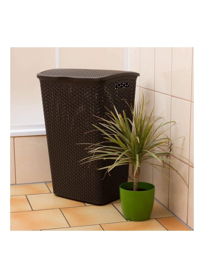 كيرفر سلة غسيل من البلاستيك مع غطاء بني 35x25x10سم - Image 5