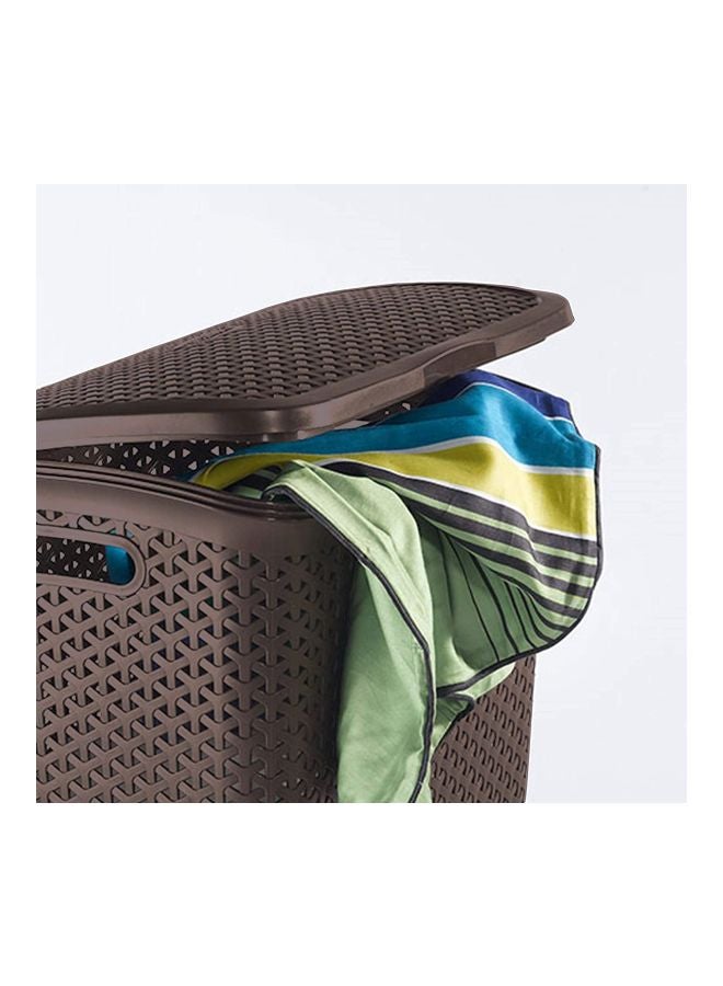 كيرفر سلة غسيل من البلاستيك مع غطاء بني 35x25x10سم - Image 4