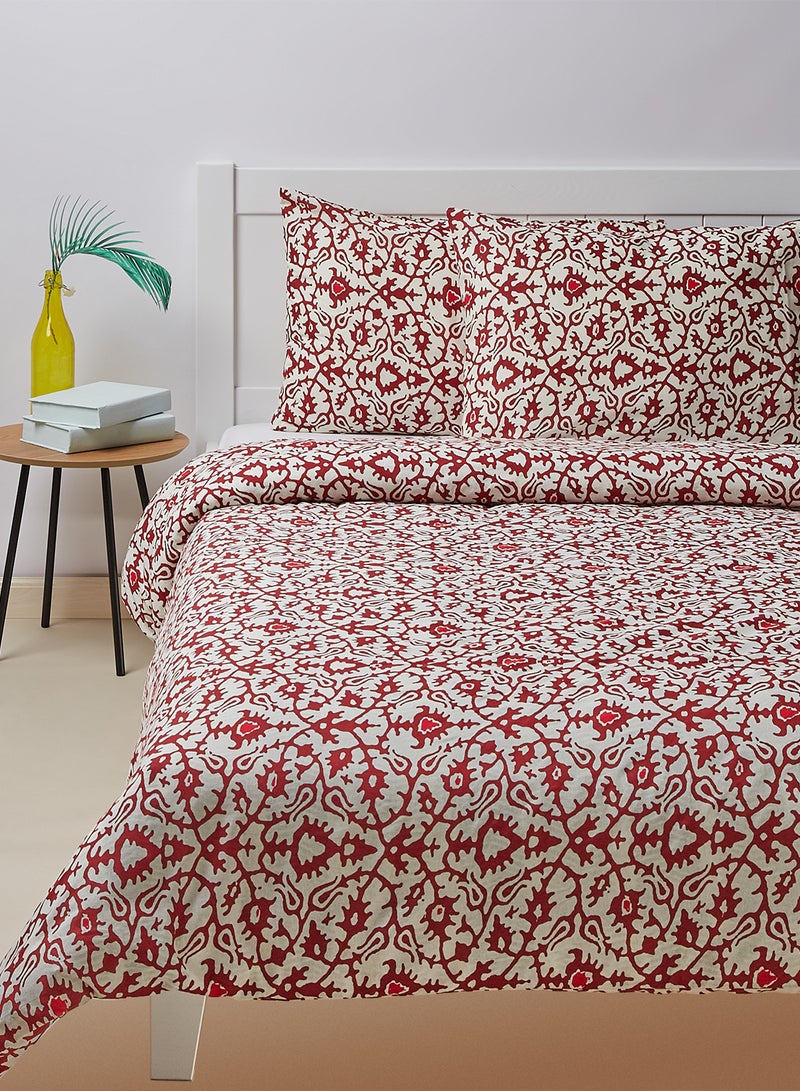 أمال غطاء لحاف وغطائي وسادة، 100% قطن، جيد التهوية وخفيف الوزن قطن بني / أبيض King - Image 1