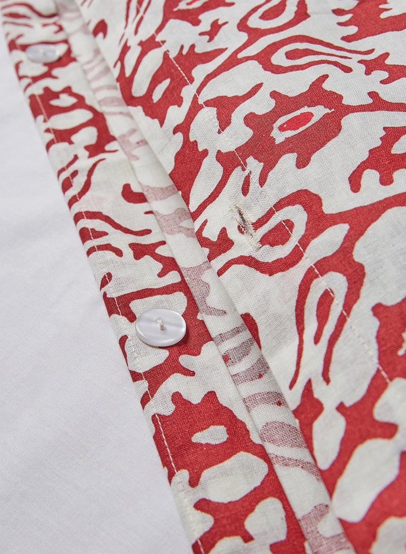 أمال غطاء لحاف وغطائي وسادة، 100% قطن، جيد التهوية وخفيف الوزن قطن بني / أبيض King - Image 3