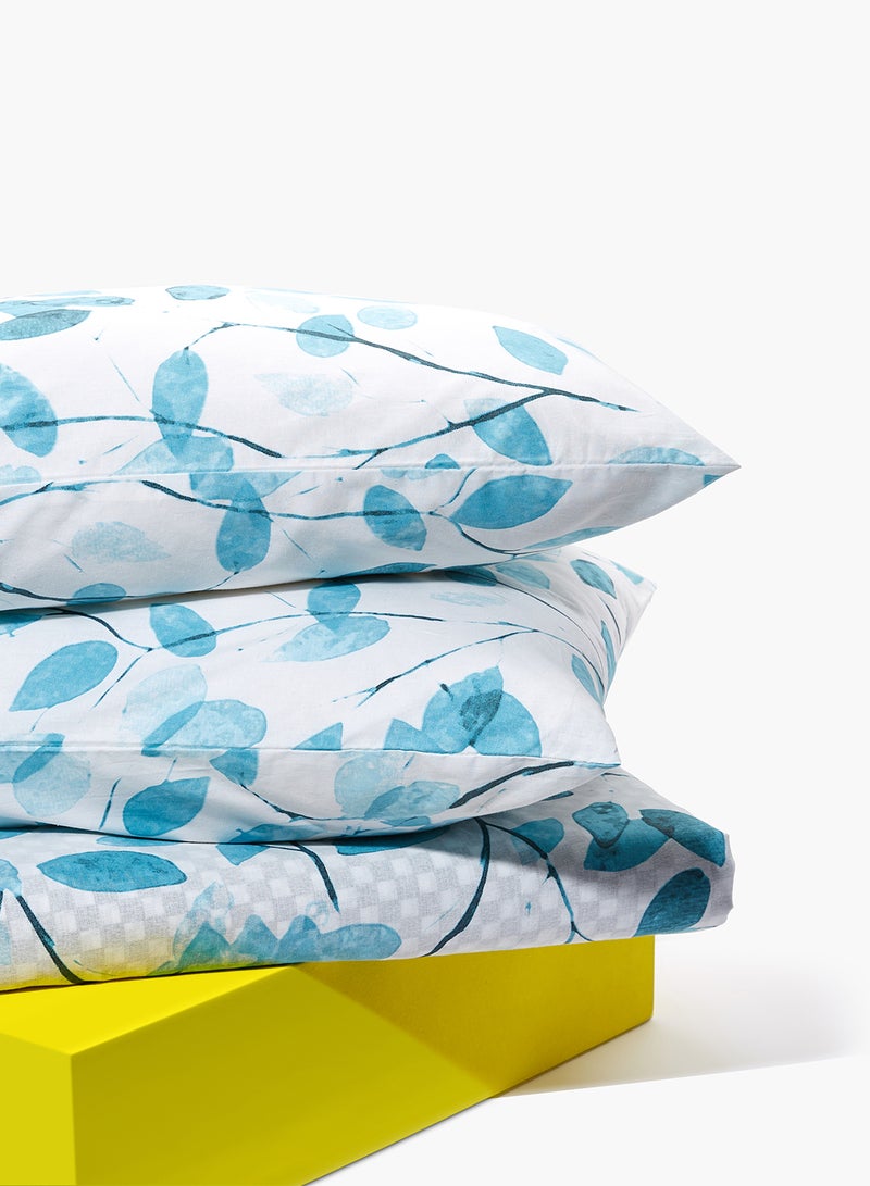 Amal Duvet Cover And 2 Pillow Covers, 100% Cotton, Breathable And Lightweight Cotton Light Blue/White King - Image 2