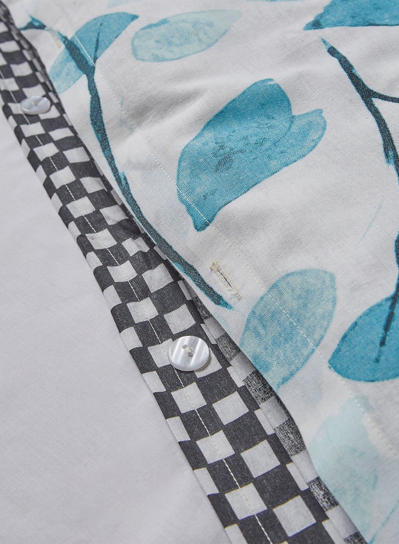 Amal Duvet Cover And 2 Pillow Covers, 100% Cotton, Breathable And Lightweight Cotton Light Blue/White King - Image 3