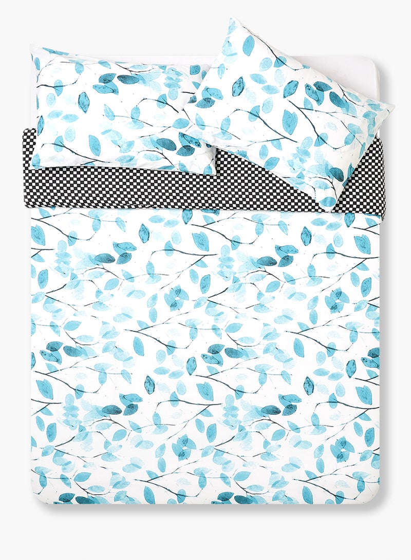 Amal Duvet Cover And 2 Pillow Covers, 100% Cotton, Breathable And Lightweight Cotton Light Blue/White King - Image 4