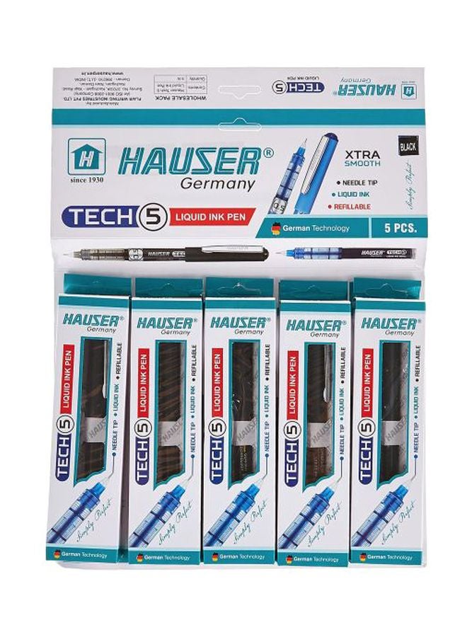 HAUSER Pack Of 5 Tech 5 Liquid Ink Pen Black