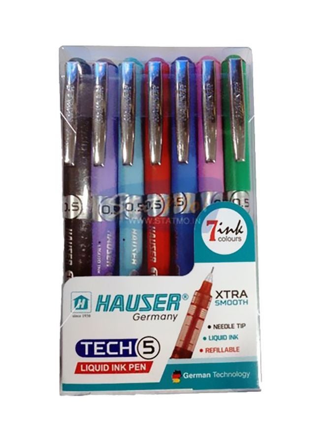 HAUSER Pack Of 7 Tech 5 Gel Ink Pen Multicolour