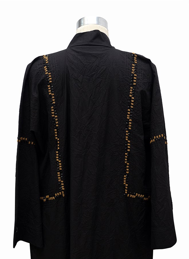 Bead Embellished Abaya Black - Image 2