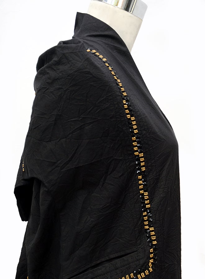 Bead Embellished Abaya Black - Image 3