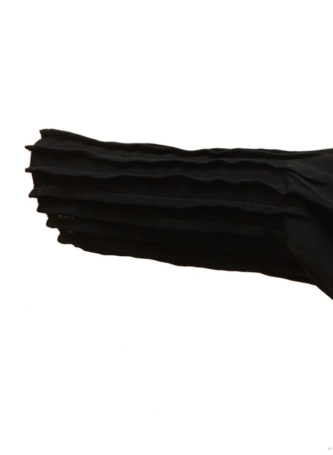 Tucked Sleeve Abaya Black/Grey - Image 3