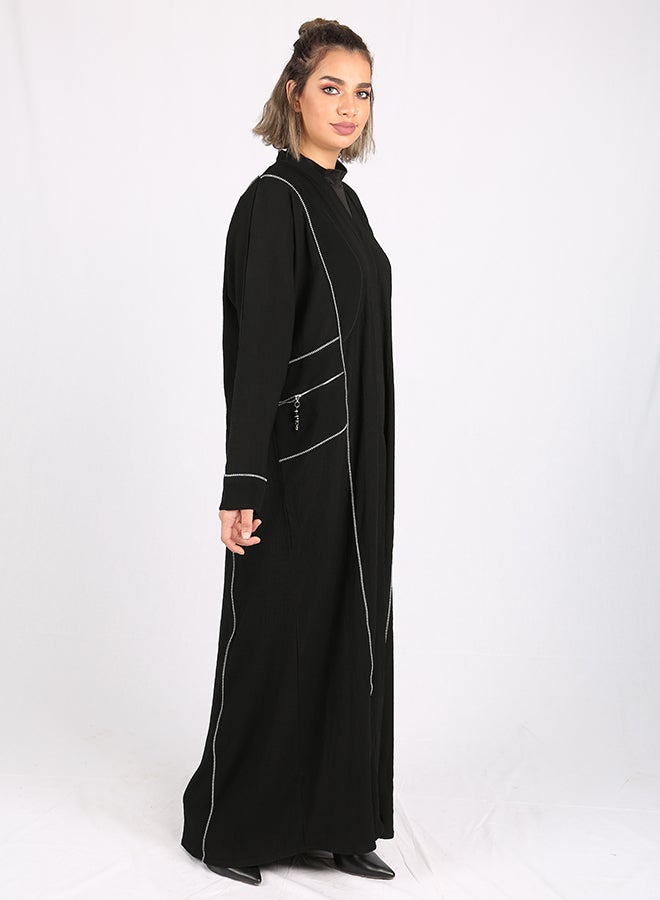 عباية بجيوب بسحاب أسود - Image 1