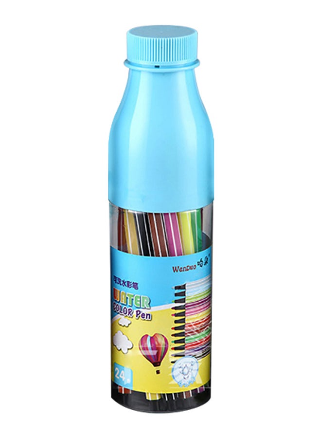 24-Piece Water Colour Pen Set With Storage Bottle Multicolour