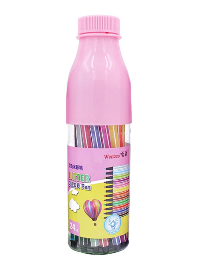 24-Piece Water Colour Pen Set With Storage Bottle Multicolour