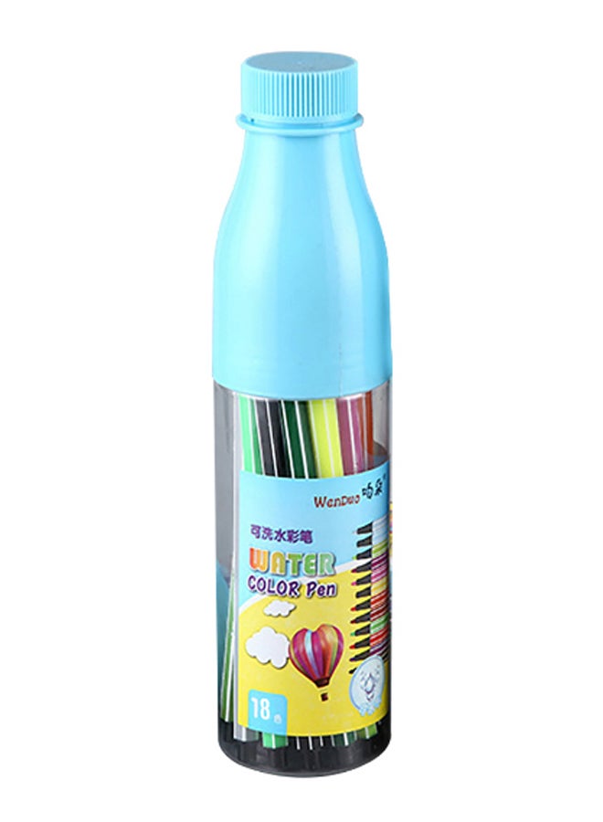 18-Piece Water Colour Pen Set With Storage Bottle Multicolour