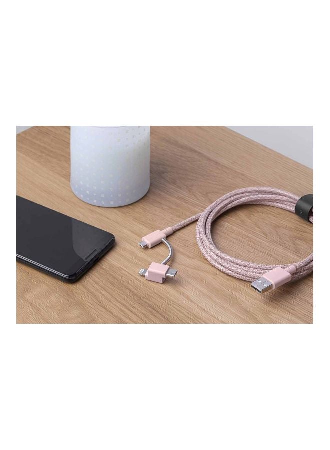 Native Union Belt 3-In-1 Data Sync Charging Cable Rose - Image 3