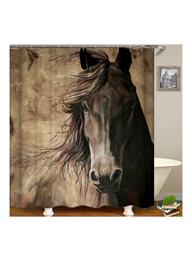 Polyester Bathroom Curtain Brown/Beige/Black 71x71inch - Image 1