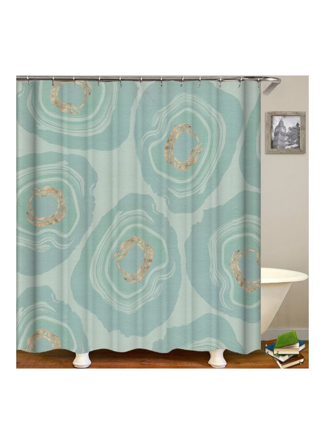 Polyester Shower Curtain With Hook Blue/Beige 71x71inch  - Image 1