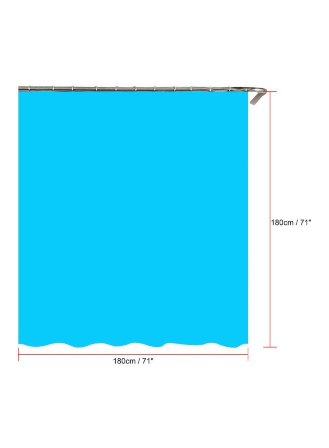 Polyester Shower Curtain With Hook Blue/Beige 71x71inch  - Image 5