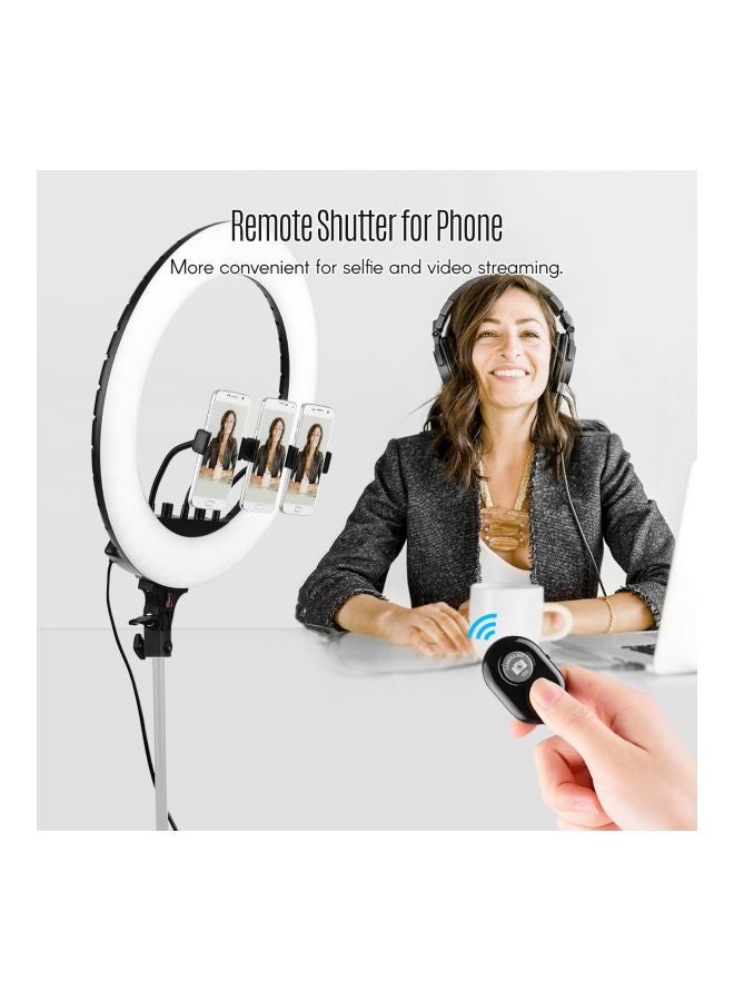 ضوء LED حلقي قابل للتعتيم أبيض/ أسود - Image 5