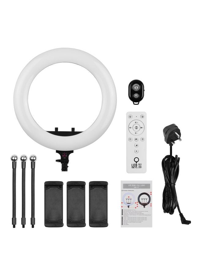 ضوء LED حلقي قابل للتعتيم أبيض/ أسود - Image 4